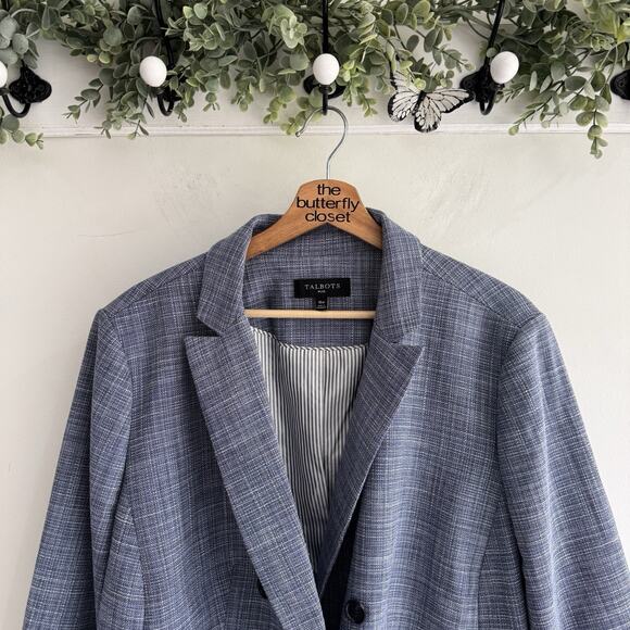 Talbots Plus Size Blue Denim Inspired Blazer 16W - Picture 2 of 4